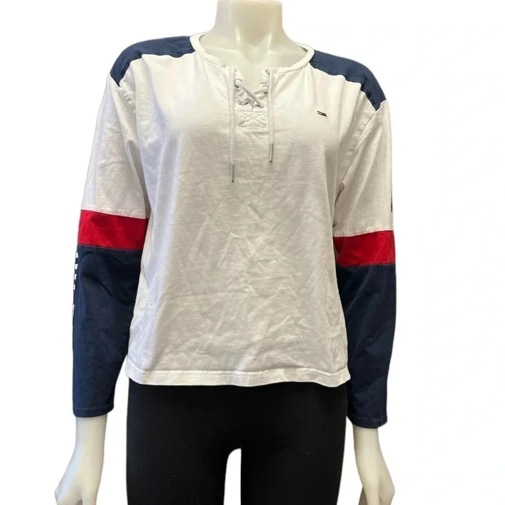 Tommy Hilfiger Vintage Long Sleeve Crop Top Size Large